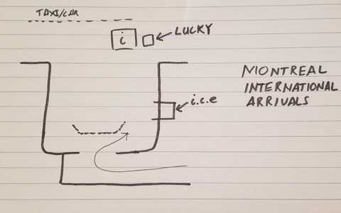 Montreal airport arrivals map