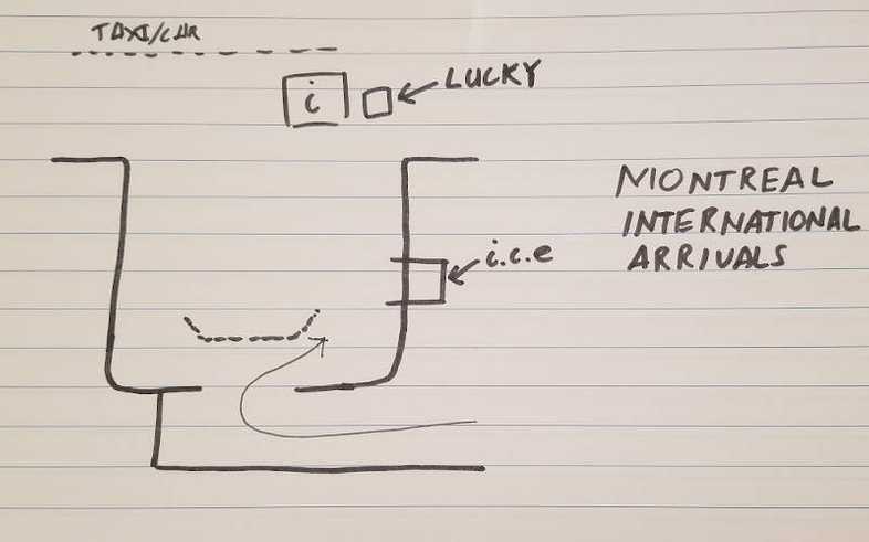 Montreal airport arrivals map