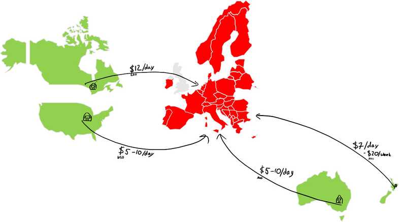 A map to roaming costs in Europe (drawn by me!)